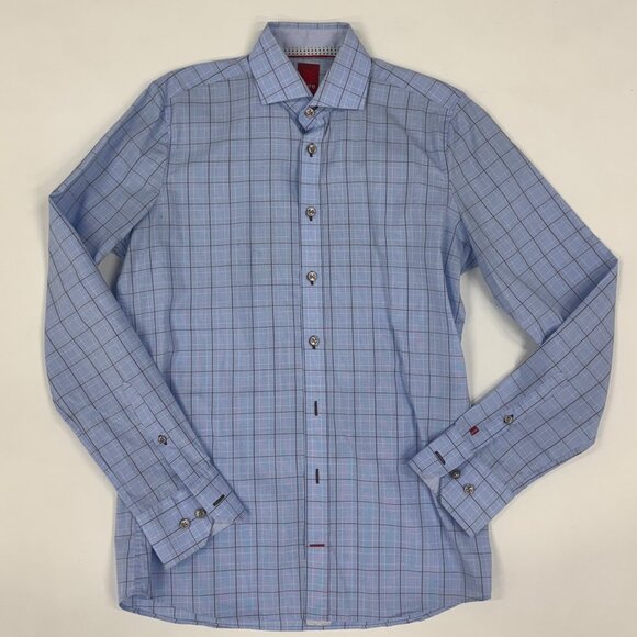 Men’s Dress Shirt – Light Blue Check, Slim Fit - Picture 1 of 5